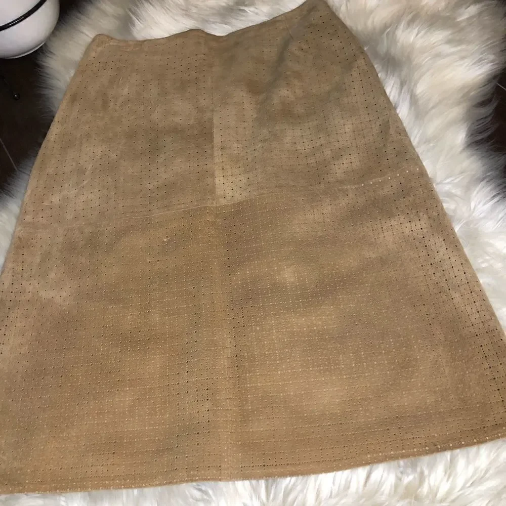 Lillie Rubin tan eyelet skirt sz 6